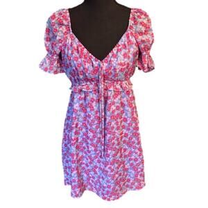 Wednesday’s Girl Ruched Bust Mini Tea Dress Floral Size S